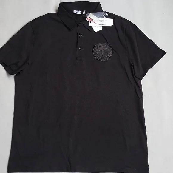 NWT$450 Versace Collection Embroidered Round LOGO 3 Button Polo Shirt - Picture 7 of 15